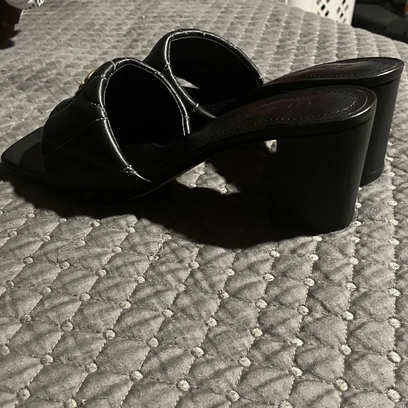 Coach Black Quilted Mules with Gold Accent - Picture 5 of 10